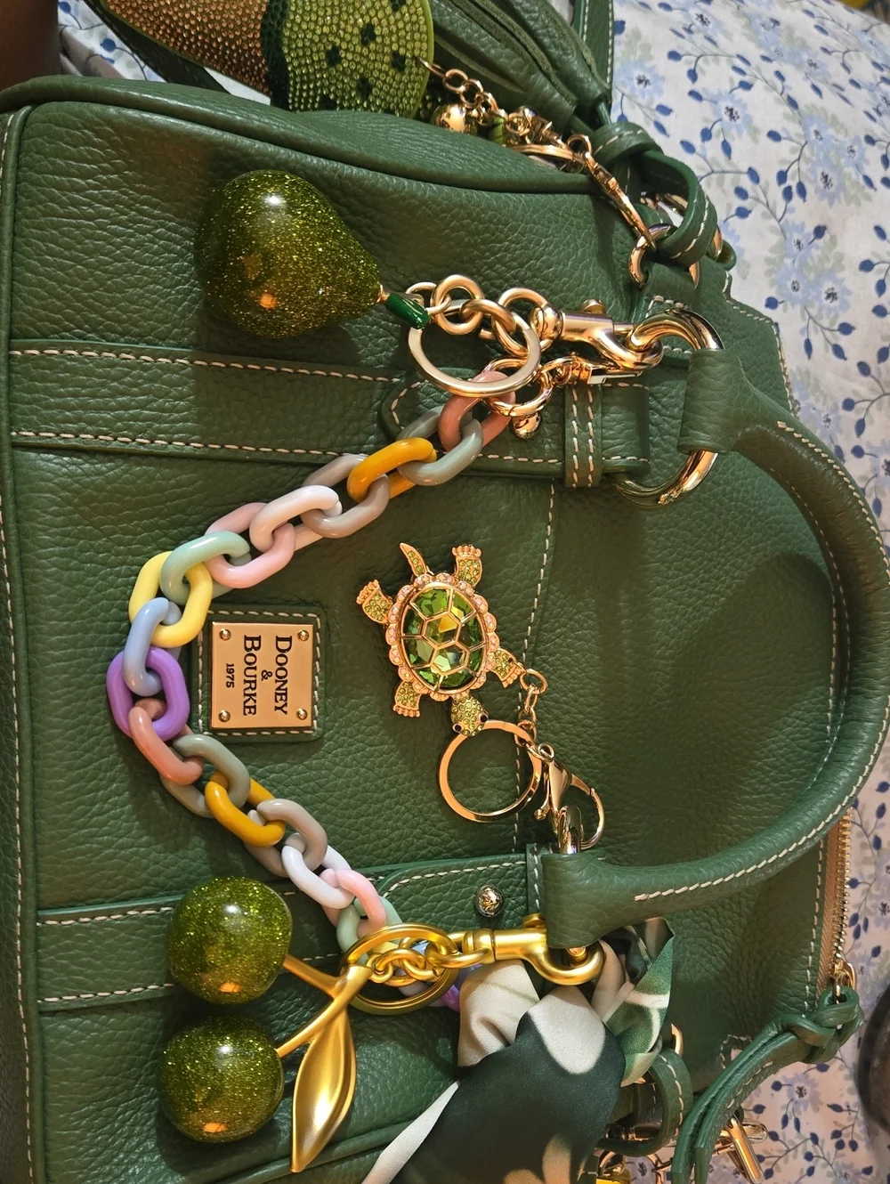 Dooney & Bourke Lucca Green Pebbled Leather Satchel.